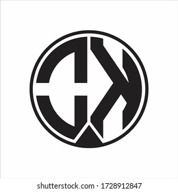 OK Logo monogram circle with piece ribbon style on white background
