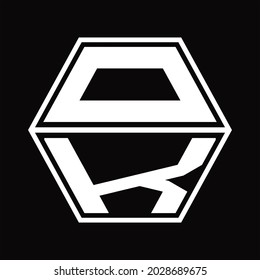 OK Logo monogram with hexagon shape up and down blackground design template