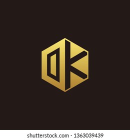 OK Logo Monogram with Negative space gold colors