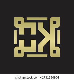 monograma de logotipo OK con plantilla de diseño de arte de línea de pieza