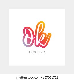 OK logo, vector. Useful as branding, app icon, alphabet combination, clip-art.