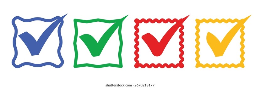 Ok Marke Trending Concept Checkliste Aufwärtserfolg buntes Design Set