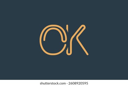 OK Minimalistic Line Art Logo Design with Abstract Lettering. Abstract minimalistic logo design featuring a sleek line art style.