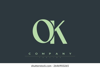 OK Modern Initials Logo Design. Branding logo with stylized initials showcasing bold design and modern aesthetic. Ideal for professional business branding or creative projects focusing on minimalistic