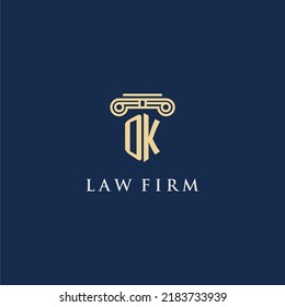 Logotipo inicial del monograma OK para la firma de abogados con diseño de hitos