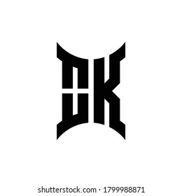 logotipo en monograma OK con plantilla de diseño de lado curvo