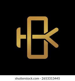 OK monogram logo in gold on black background with geometric symmetry. Perfect for luxury branding, corporate identity, and premium business logos.