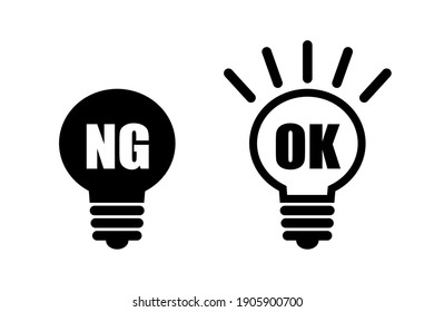 OK and NG. vector illustration. Icon material. Affirmative and negative, Good and No Good. illustration expressing an opinion.