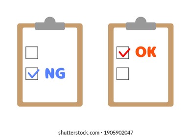 OK and NG. vector illustration. Icon material. Affirmative and negative, Good and No Good. illustration expressing an opinion.