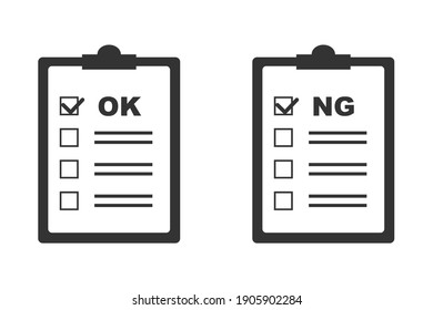 OK and NG. vector illustration. Icon material. Affirmative and negative, Good and No Good. illustration expressing an opinion.