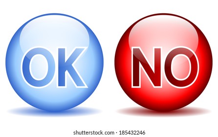 Ok and no buttons on white background.