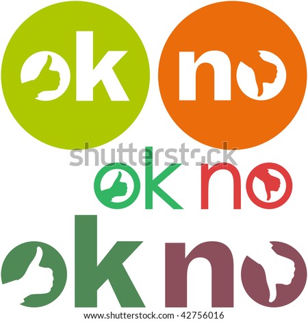 Ok and No icon. Vector beautiful icon set.