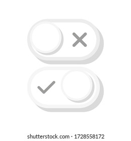 Ok and No toggle switch buttons. Modern 3D flat style. Vector illustration.