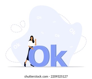 OK, Okay concept illustration. Suitable for landing page, ui, web, App intro card, 
editorial, flyer, and banner