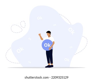 OK, Okay concept illustration. Suitable for landing page, ui, web, App intro card, 
editorial, flyer, and banner