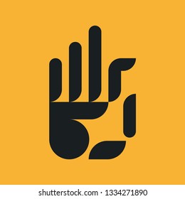 OK Okay Fine Good Hand Gesture. Geometric Vector Logo Icon.