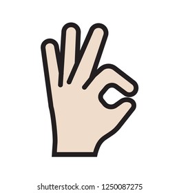 Ok or okay hand icon. Simple flat design. Isolate on white background.