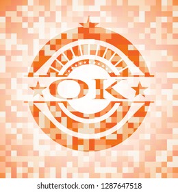 OK  orange mosaic emblem with background