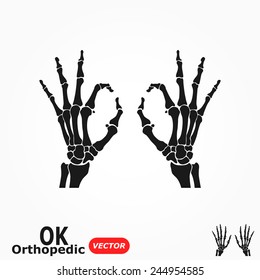 OK orthopedic  ( X-ray human hand with OK sign )