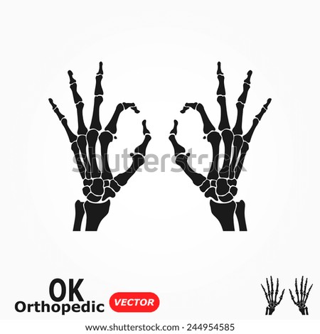 OK orthopedic  ( X-ray human hand with OK sign )