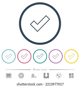 Ok outline flat color icons in round outlines. 6 bonus icons included.