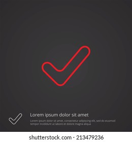 ok outline thin symbol, red on dark background, logo editable, creative template 