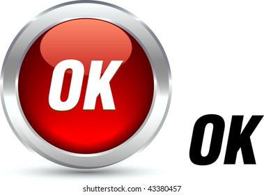  Ok  realistic button. Vector illustration.
