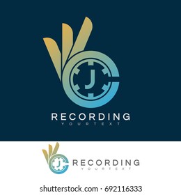 ok recording initial Letter J Logo design
