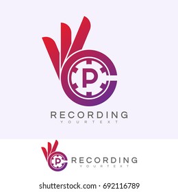 ok recording initial Letter P Logo design
