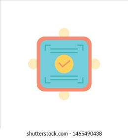 Ok, Report, Card, Agreement  Flat Color Icon. Vector icon banner Template. Vector Icon Template background
