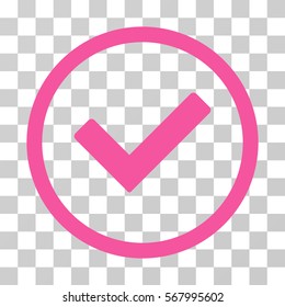 Ok rounded icon. Vector illustration style is flat iconic symbol inside a circle, pink color, transparent background. Designed for web and software interfaces.