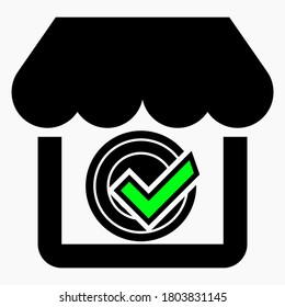 Aceptar y comprar icono. Prueba de compra. Un buen ícono de supermercado. Mejor icono de producto. Icono del vector.