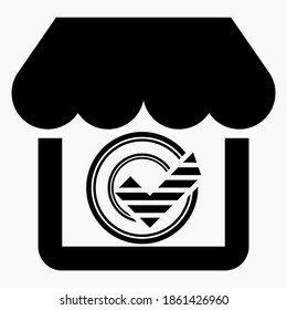 OK and shop icon. Proof of purchase. Good supermarket icon. Best product icon. Vector icon.