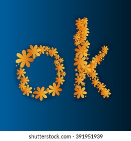Ok sign created with flowers Vector Illustration