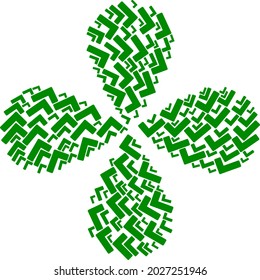 OK sign exploding flower with four petals. Object cyclone composed from oriented OK sign items. Vector flower collage in flat style.