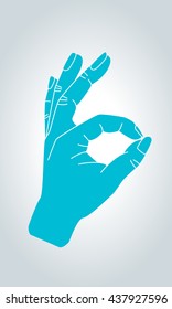 OK sign hand gesture. Approval, agreement and all is well gesture symbol in thin line style.