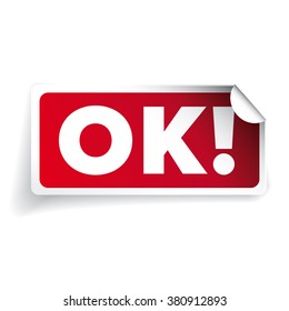 OK sign sticker vector red