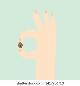 Ok sign, Ok vector, Ok symbol, Coffee bean