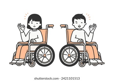 ok signed men and women's illustration material riding a chair