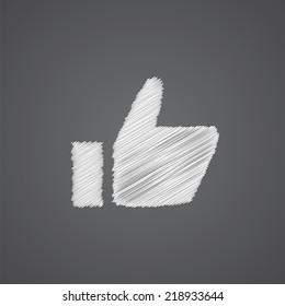 ok sketch logo doodle icon isolated on dark background 