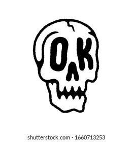 OK SKULL ICON LOGO BLACK WHITE BACKGROUND