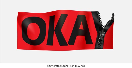 OK slogan with zipper letter Y illustration