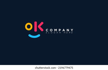 OK Smile Alphabet letters Initials Monogram logo 