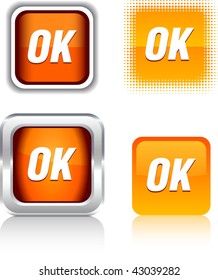 Ok   square buttons. Vector illustration.