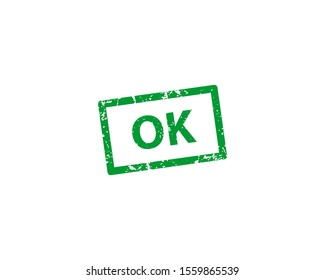 OK stamp vector texture. Rubber cliche imprint. Web or print design element for sign, sticker, label