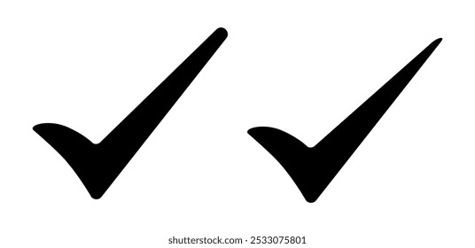 Símbolo OK, ícone Concluído, ícone Enviar vetor, sinal de sucesso isolado, marca de escala ilustração vetorial, marca de seleção ícone verde, verificar símbolo isolado.