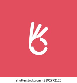 ok symbol , finger stylized creative vector sign design logo template, Hand Ok symbol icon. Negative space idea logotype. Bunny rabbit logo design template.