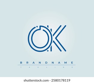 OK Technology Letter Logo Template. This tech letter logo is a graphic mark that uses letters to represent a technology company.