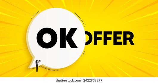 Aceptar etiqueta de texto. Cartel de la burbuja del discurso de chat. Mensaje aprobado. Símbolo de Listo o Buen trato. Buen mensaje de burbuja de habla. Fondo del cuadro de diálogo. Vector