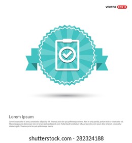 Ok tick Checklist Icon Icon - abstract logo type icon - Retro vintage badge and label turquoise background. Vector illustration